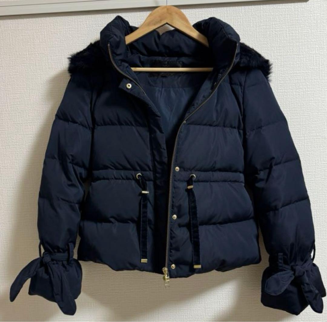 RUIRUE BOUTIQUE ラビットファーフードショートダウンジャケット