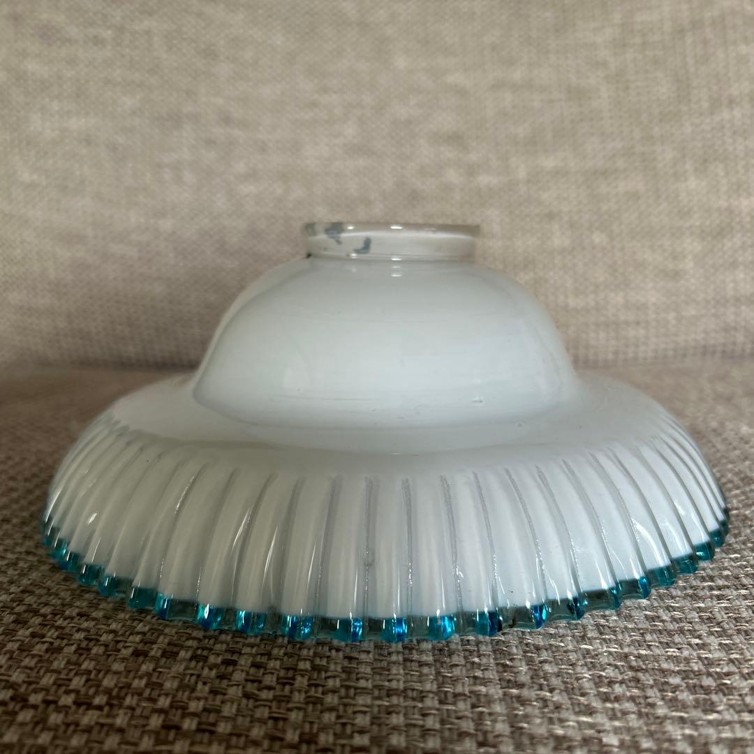 電笠　乳白青フチ笠　明治〜大正時代　【13】