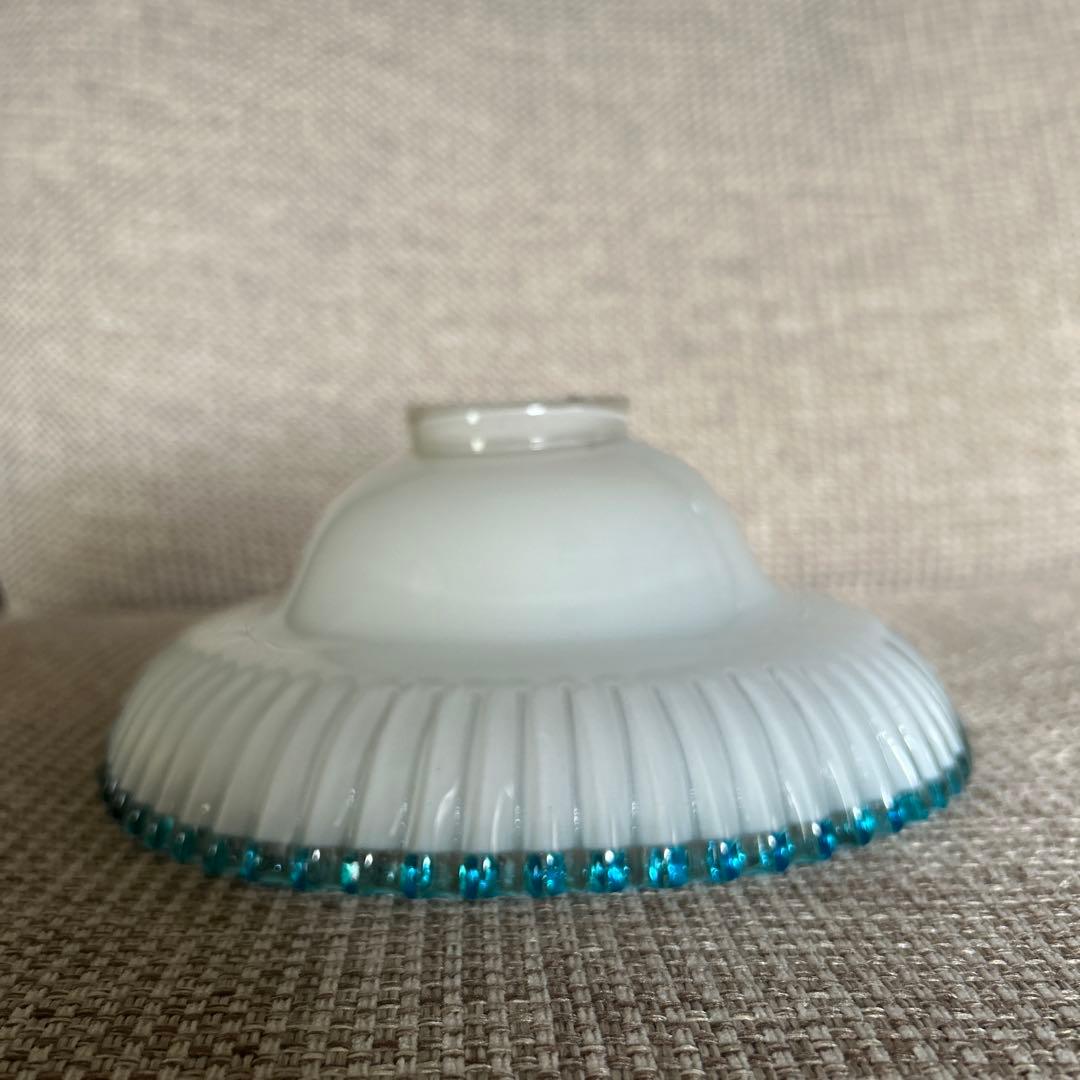 電笠　乳白青フチ笠　明治〜大正時代　【13】