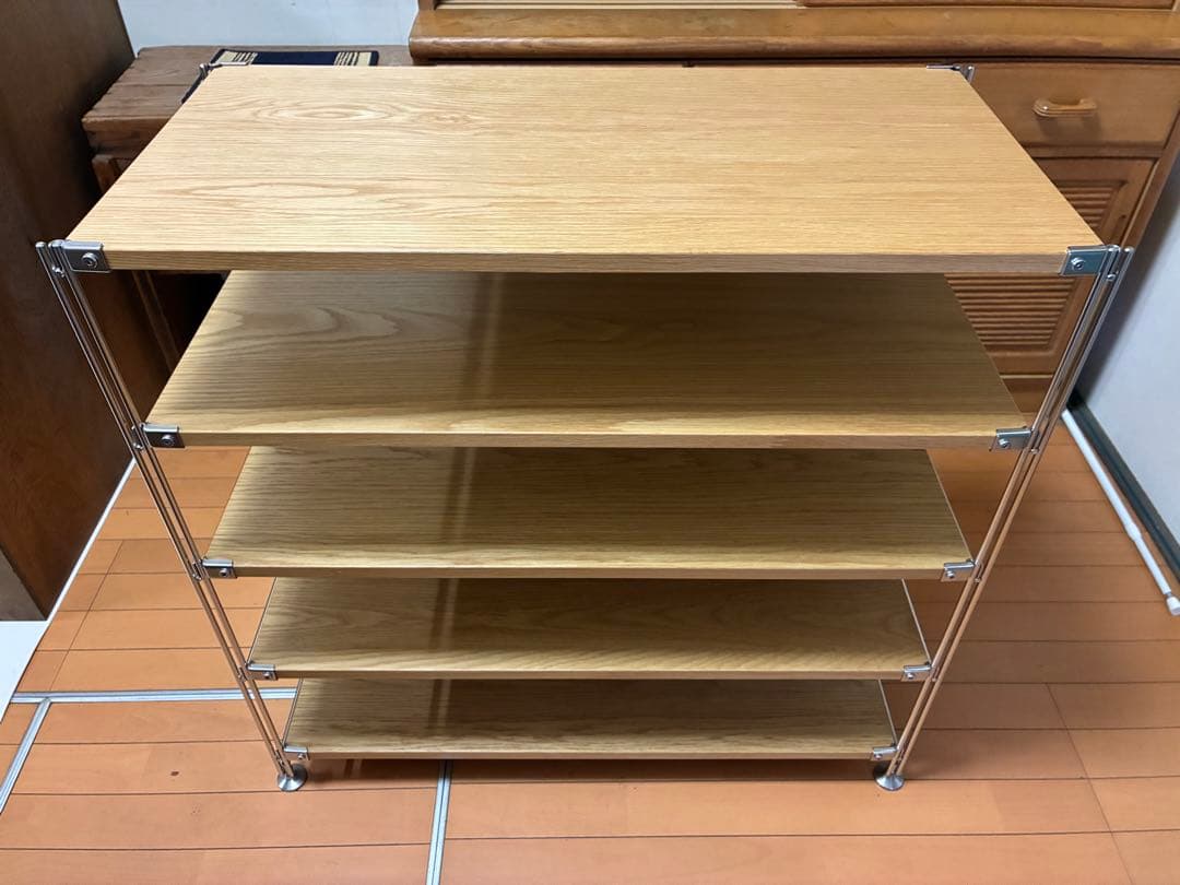 無印良品　ステンレスユニットシェルフ　オーク材　ワイド　小　追加棚2枚