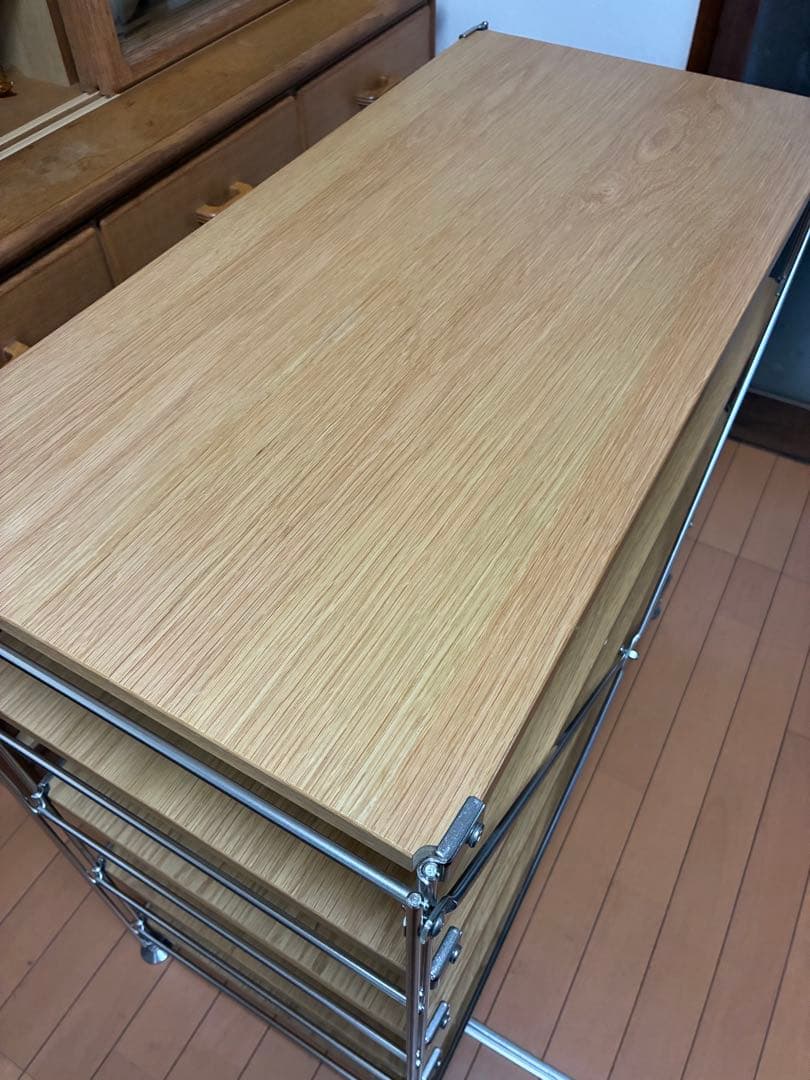 無印良品　ステンレスユニットシェルフ　オーク材　ワイド　小　追加棚2枚