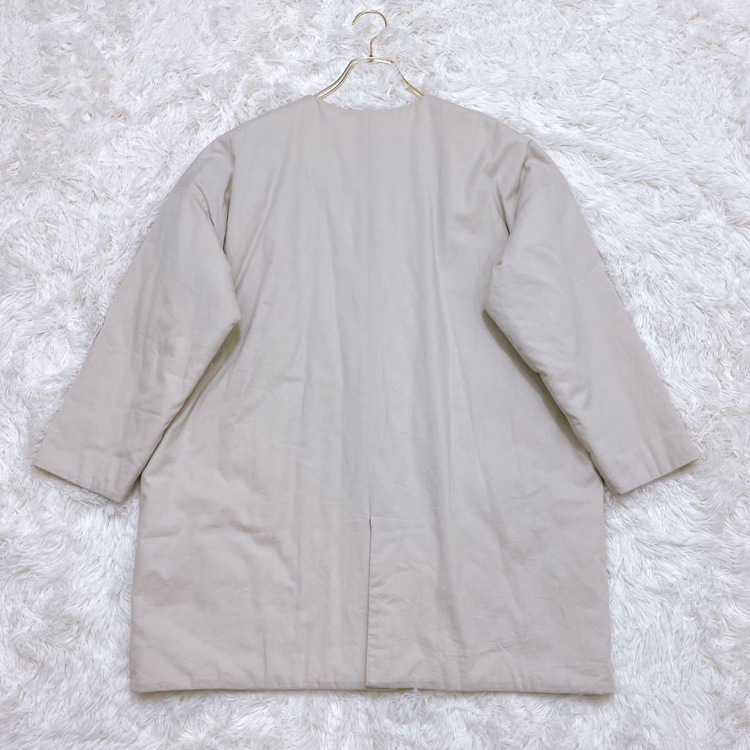 evam eva コットン パディング コート 中綿 ノーカラー ベージュ