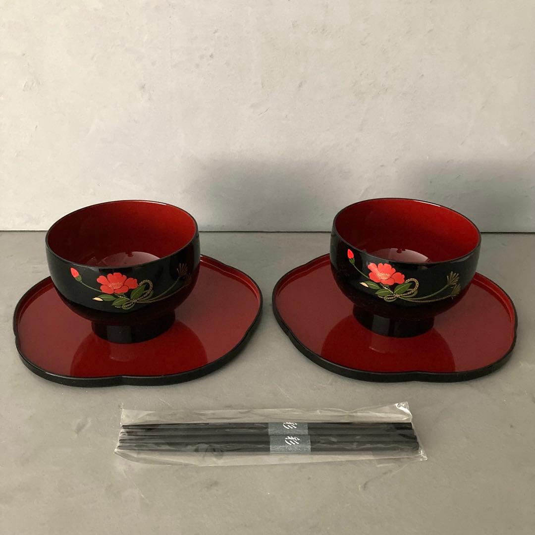 合鹿椀 梅型盆 箸 2客セット