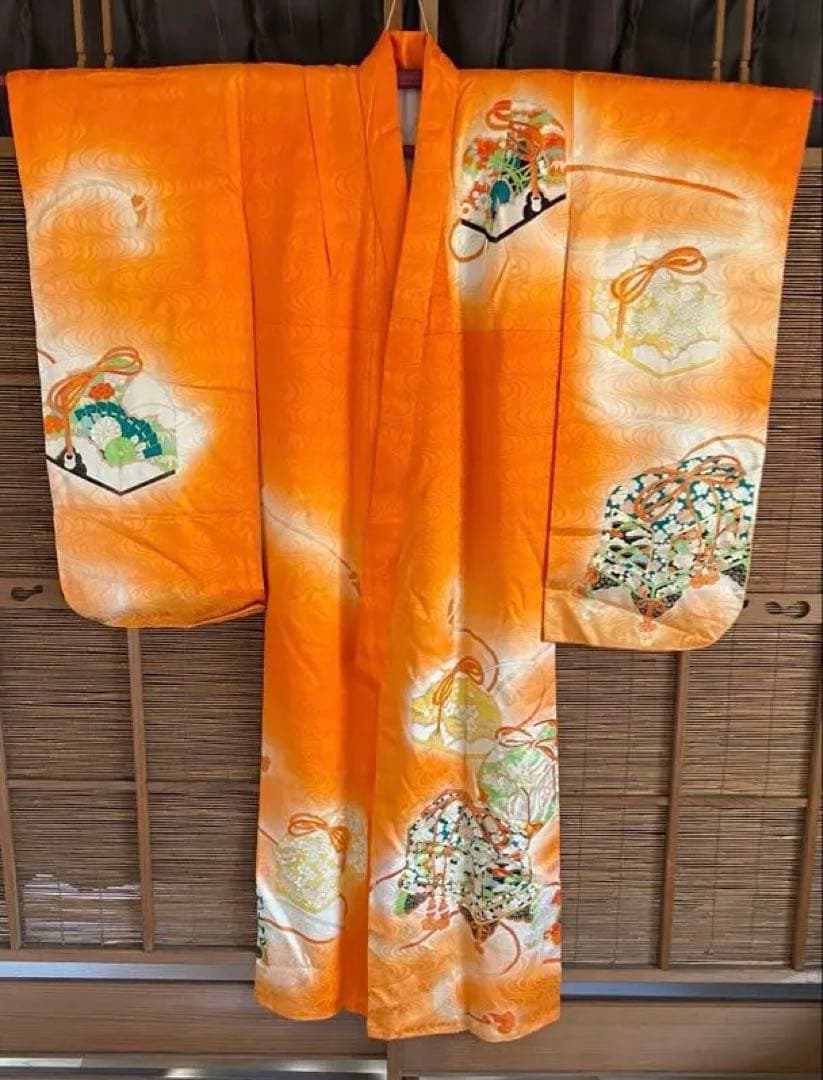 7歳祝い着 七五三用オレンジ着物K102