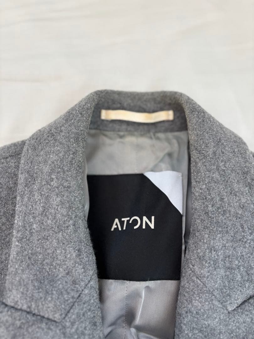 ATON グレー チェスター ロングコート S/M