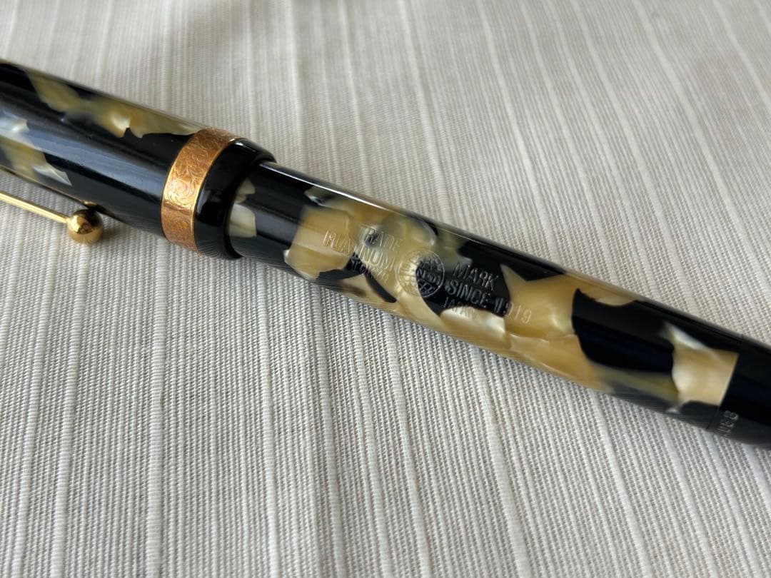 レア ヴィンテージ プラチナ 70周年記念万年筆 セルロイド 石垣柄 インク付き