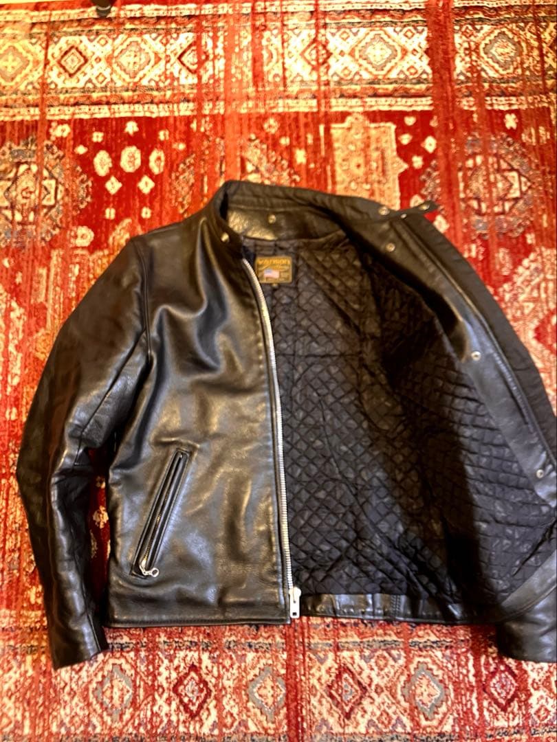 vanson 42 シルバーカスタム　レザー シングルライダース　キルティング