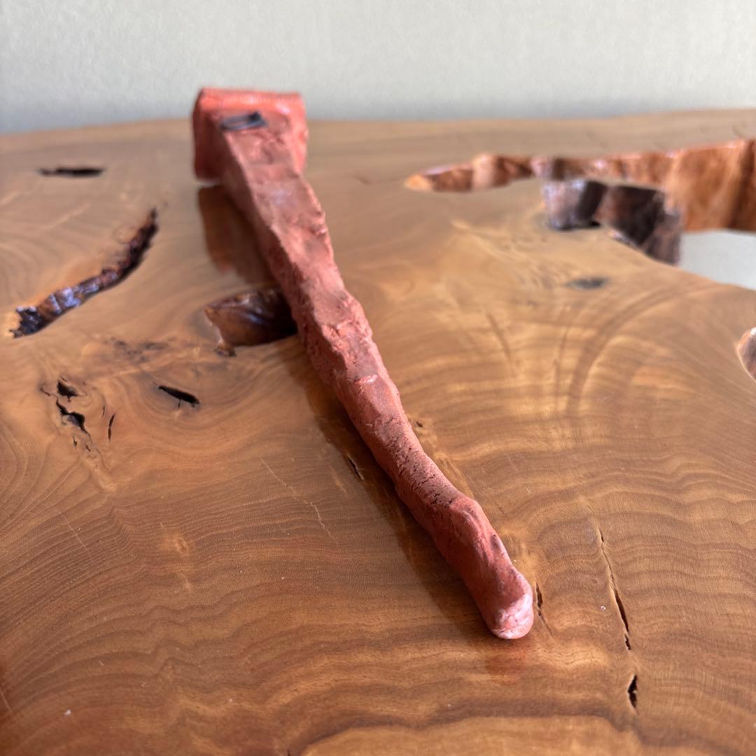 赤花入 寺垣外窯 杉本貞光 掛花入 花瓶 共箱 直径38cm