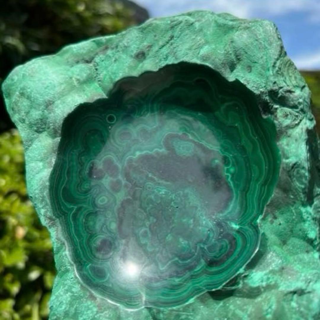☆癒される模様と色合い☆強いヒーリングパワー☆マラカイト 原石 浄化皿 天然石