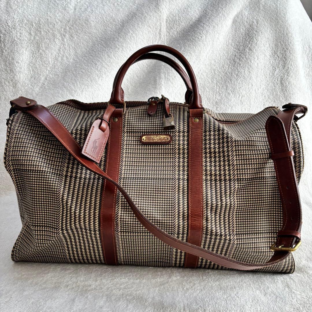 ポロラルフローレン ボストンバッグ PVCレザー２WAY ブラウン ヴィンテージ