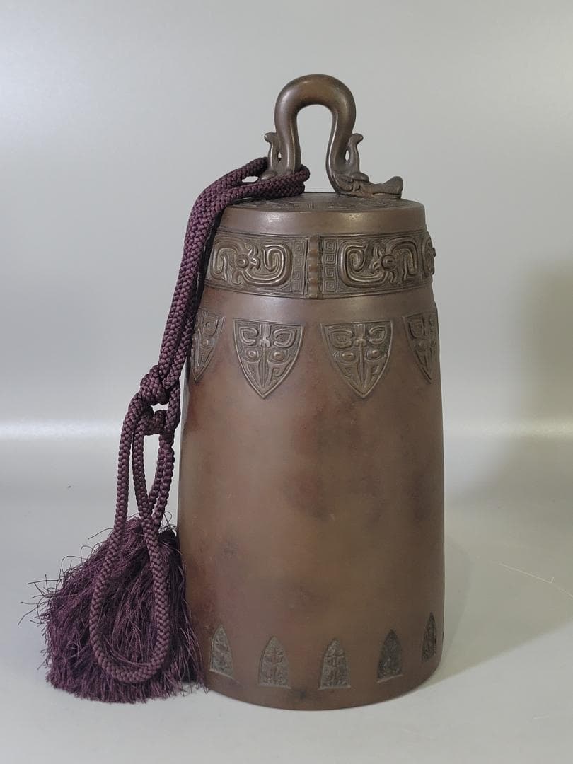 DT710 青銅晩鐘 饕餮紋 吊鐘 蔵六造 共箱