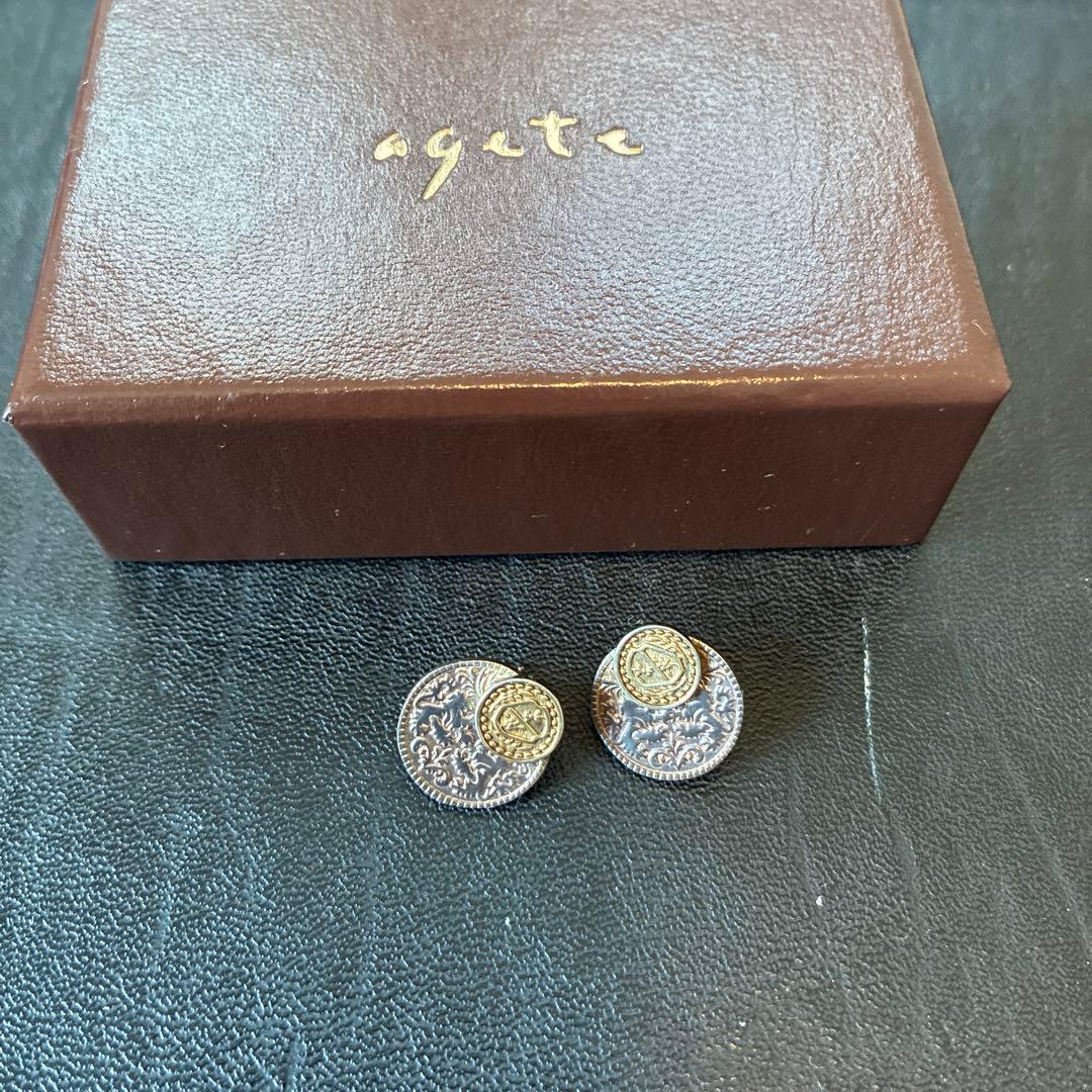 ageteシルバーモチーフスタッズピアスk10 両耳