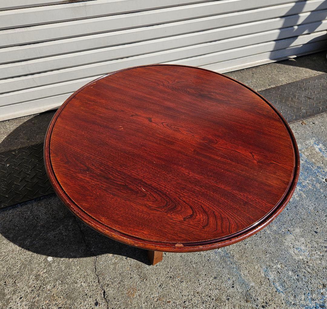 日本のアンティーク 木製のちゃぶ台 折り畳み フォールディング 丸テーブル 座卓