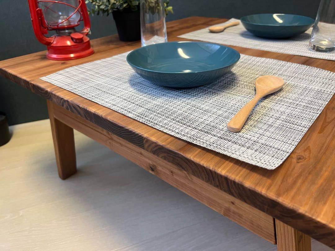 【送料無料】 ローテーブル 正方形 90cm 杉 ブラウン 折り畳み脚 ハ型