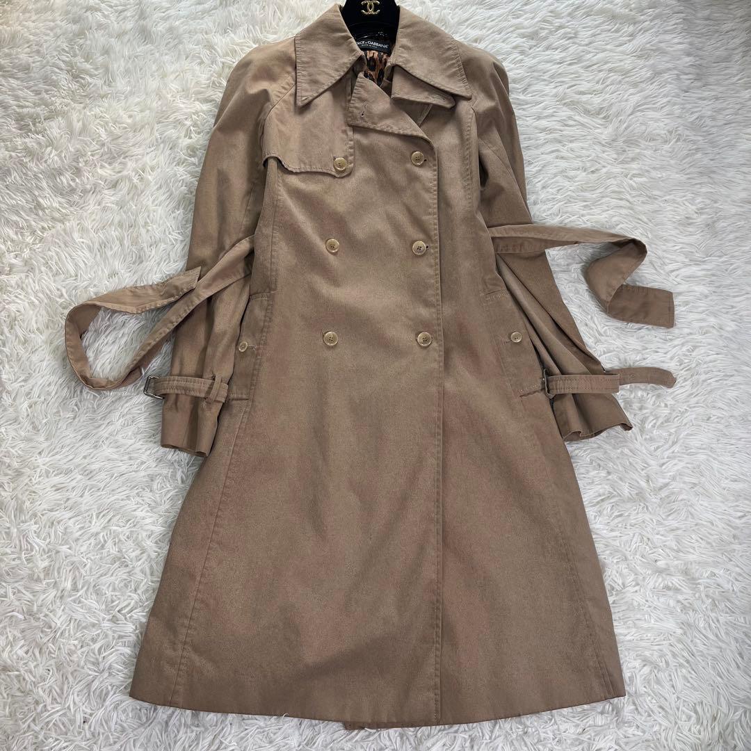 ドルチェ&ガッバーナ　トレンチコート　レオパード　ベルト　ロング丈　ベルテッド