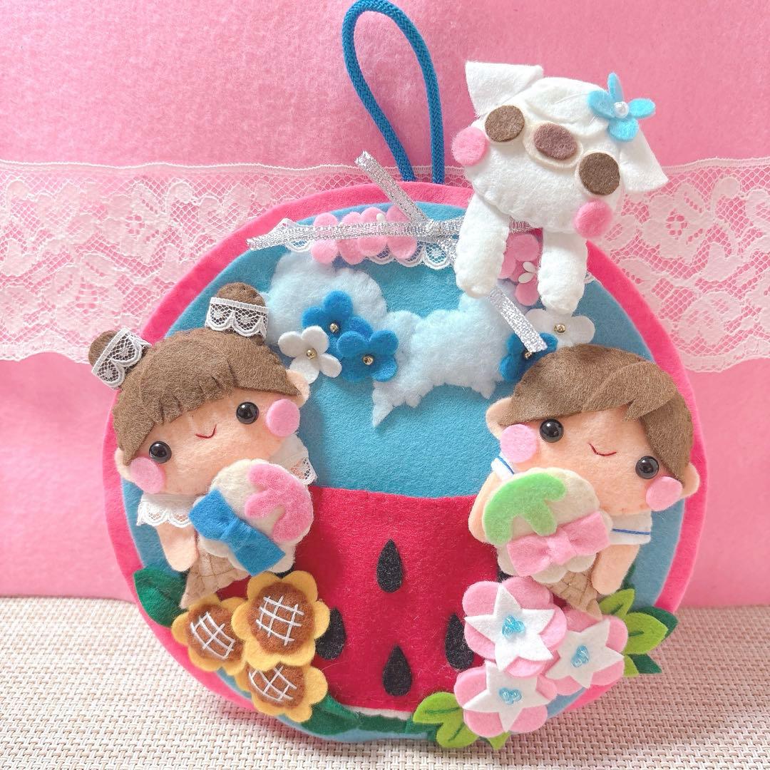 オーダーページ2・フェルト飾り・フェルトリース✽わんちゃんと一緒