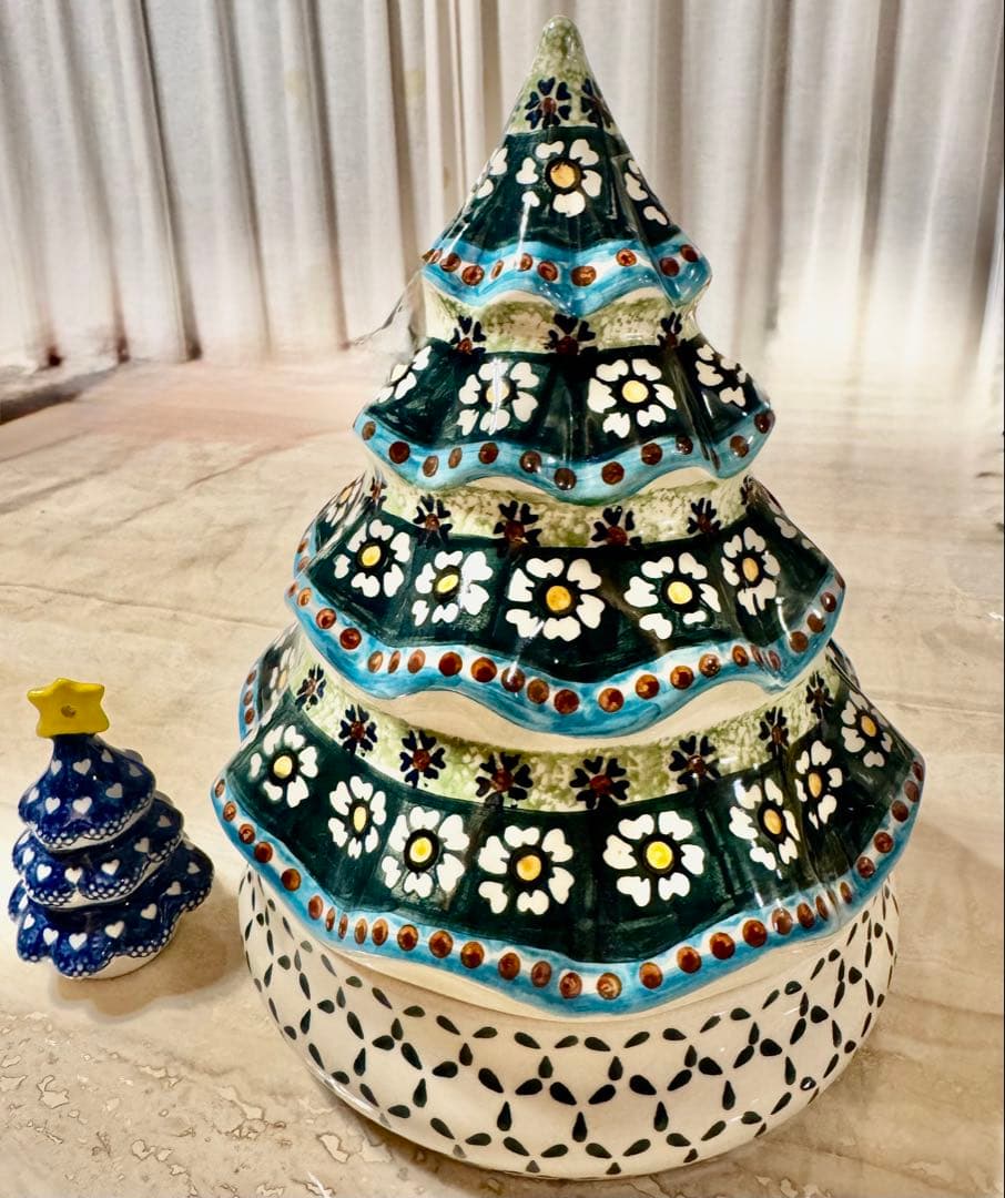 ポーリッシュポタリー　ツリー型キャンディーボックス　おまけ付きの２個