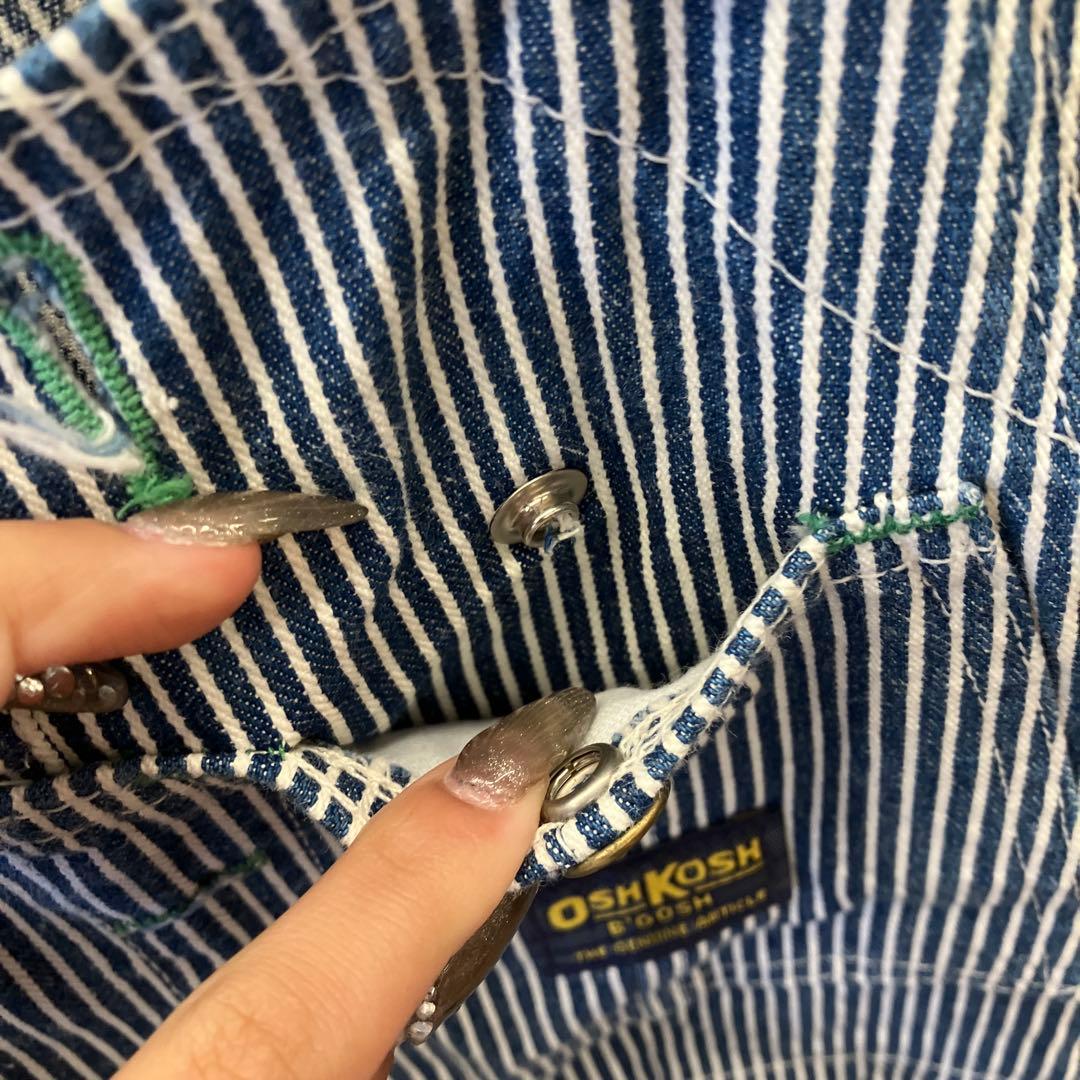 9.8 オシュコシュ USA製 ヒッコリー オーバーオール つなぎ ワークウェア