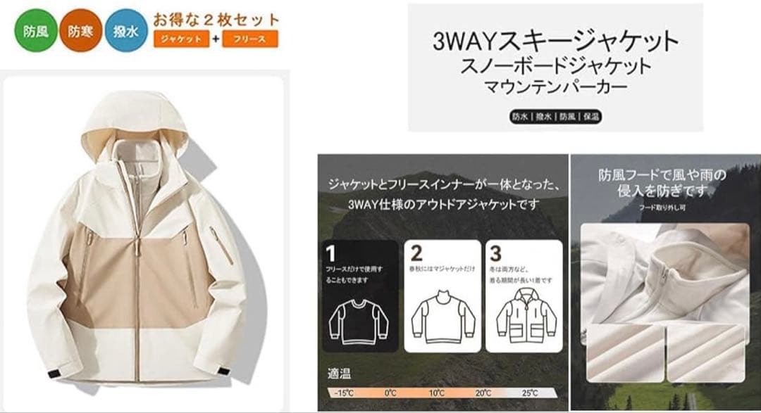 スキーウェア スノーボードウェア 上下セット　ミリタリー【上】➕ブラック【下】