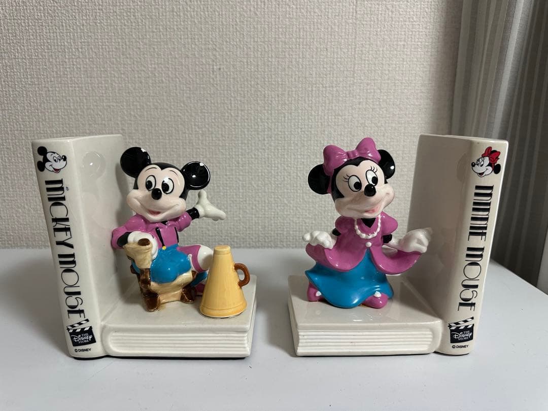 ミッキー、ミニー　ブックエンド　陶器置き物