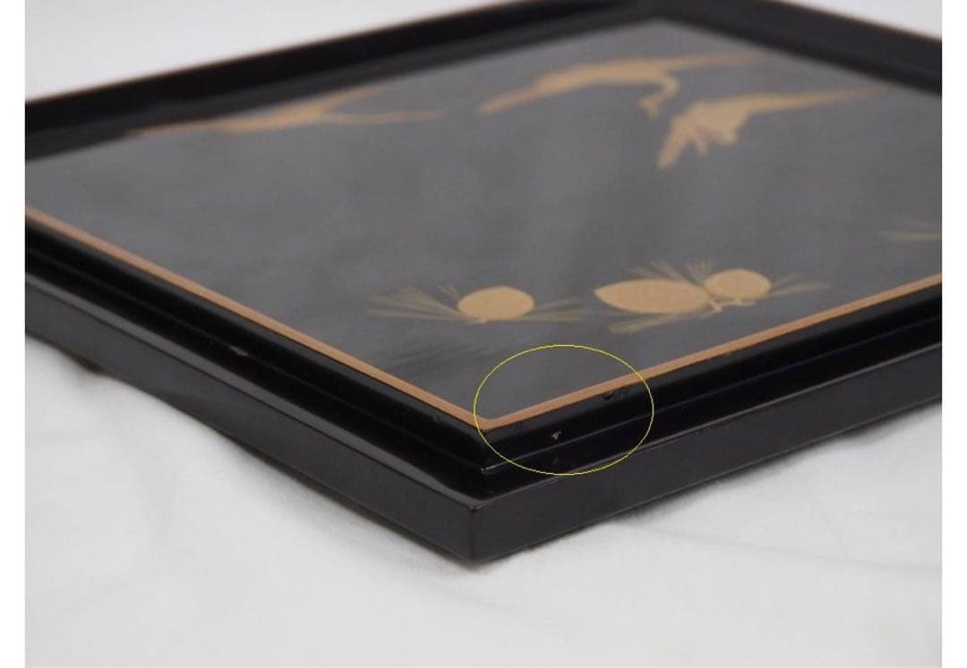 送料無料　旧家蔵出時代輪島塗 本金使用 金蒔絵根５重箱　変え蓋月付　大美品　共箱