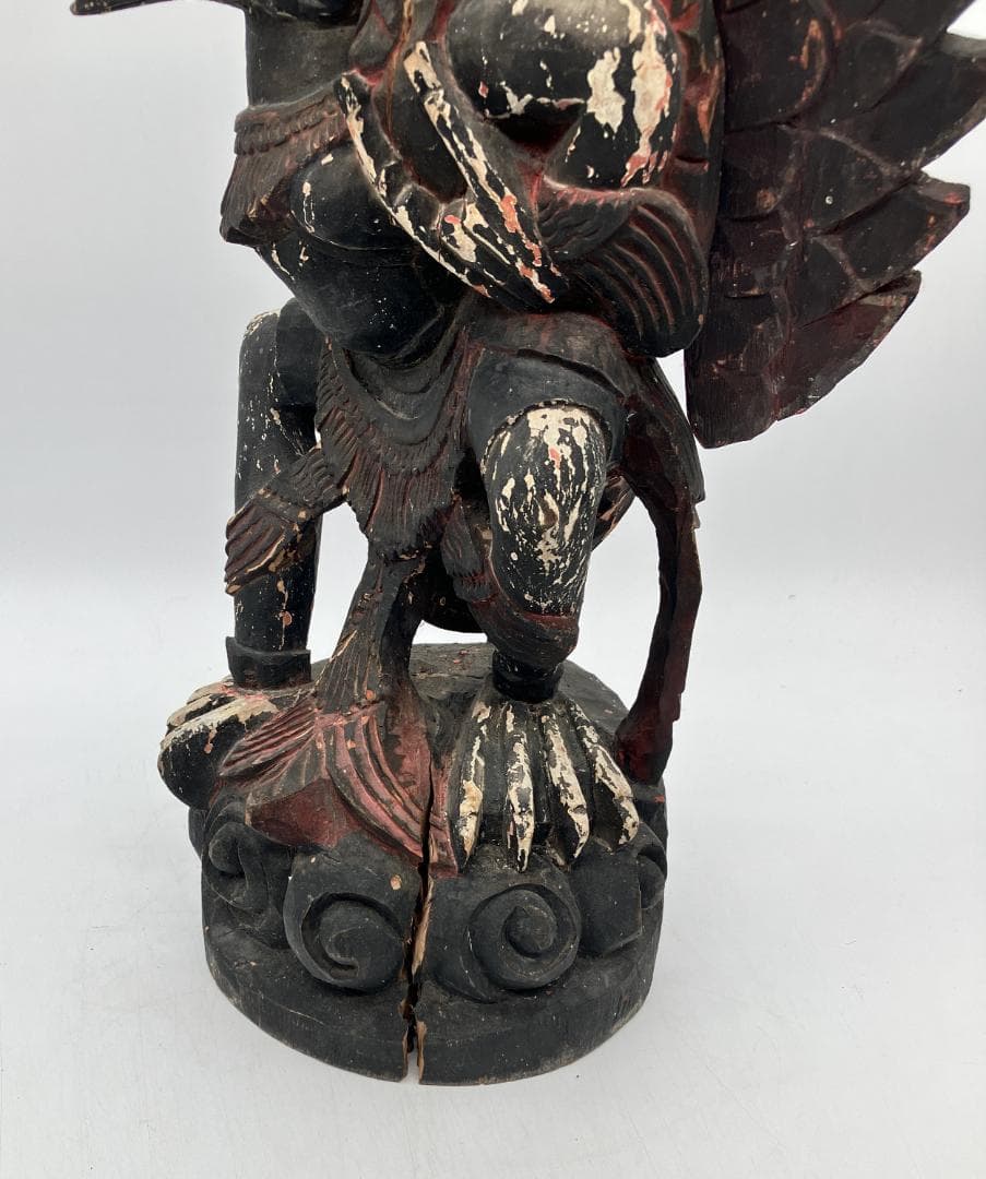 【時代物】　ガルーダ象　木彫り インドネシア 全長：約６１ｃｍ　オブジェ