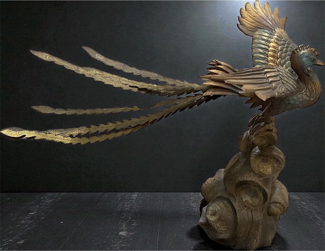 【幸運を招く鳳凰】希少　鳳凰　金属製 風水　縁起物　アンティーク　成長　幸福