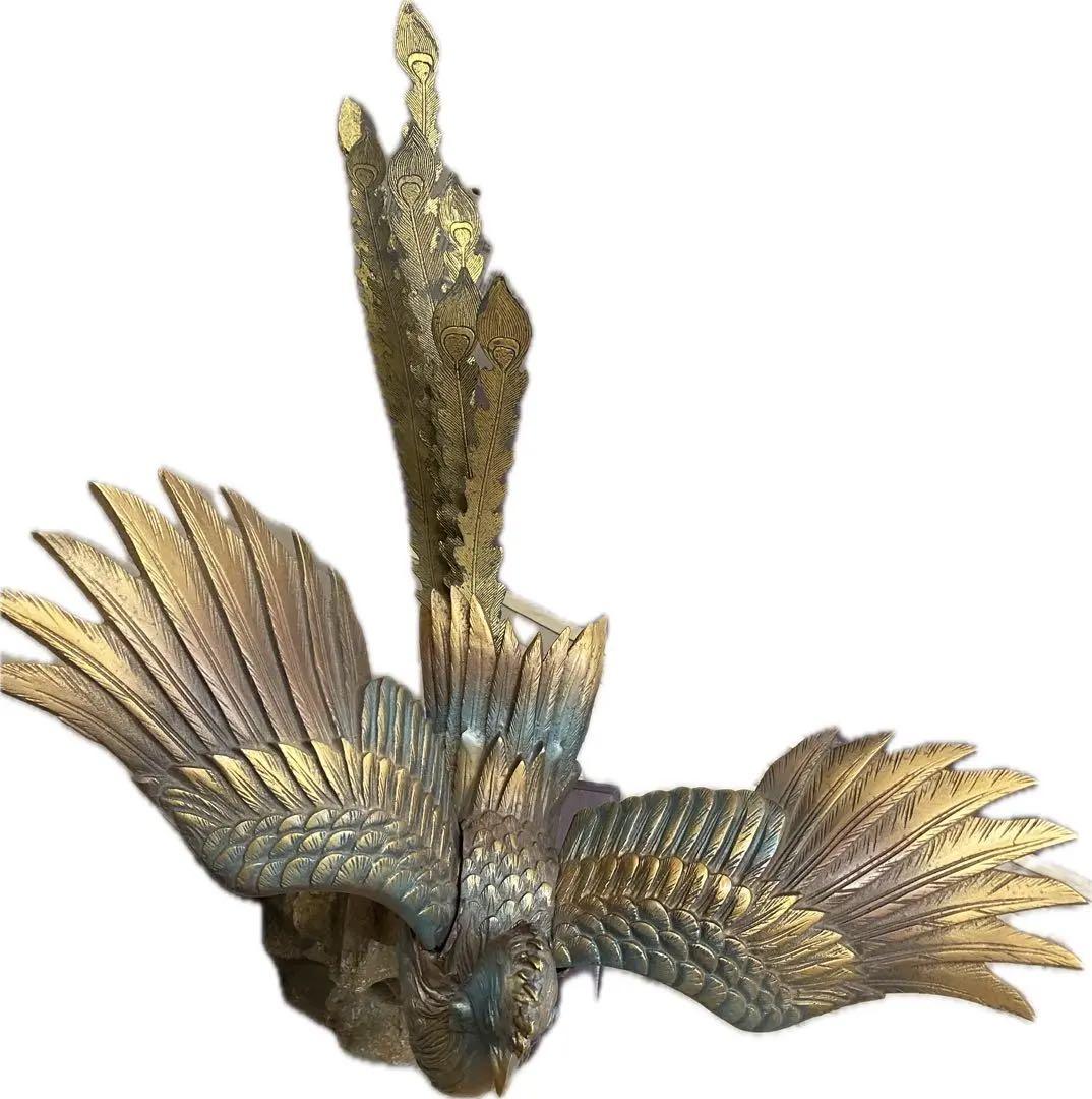 【幸運を招く鳳凰】希少　鳳凰　金属製 風水　縁起物　アンティーク　成長　幸福