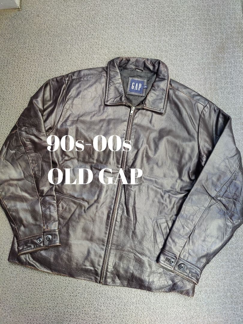 90s-00s old GAP レザー ジャケット ライダース　カーコート