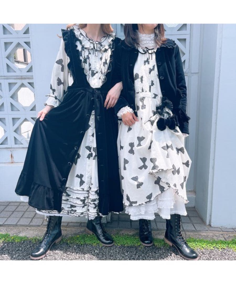 人気品　ピンクハウス　ベルベットリボン　ミディ丈ワンピース