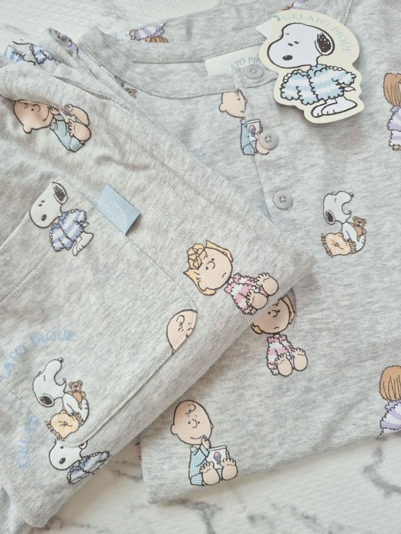 ジェラートピケ×スヌーピー 総柄プルオーバー&ロングパンツ