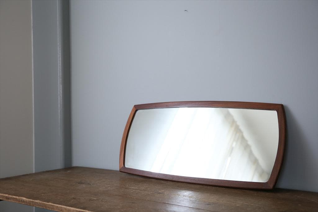 英国アンティークチーク古木ウォールミラー/木製壁掛け鏡/立鏡/姿見(91-197