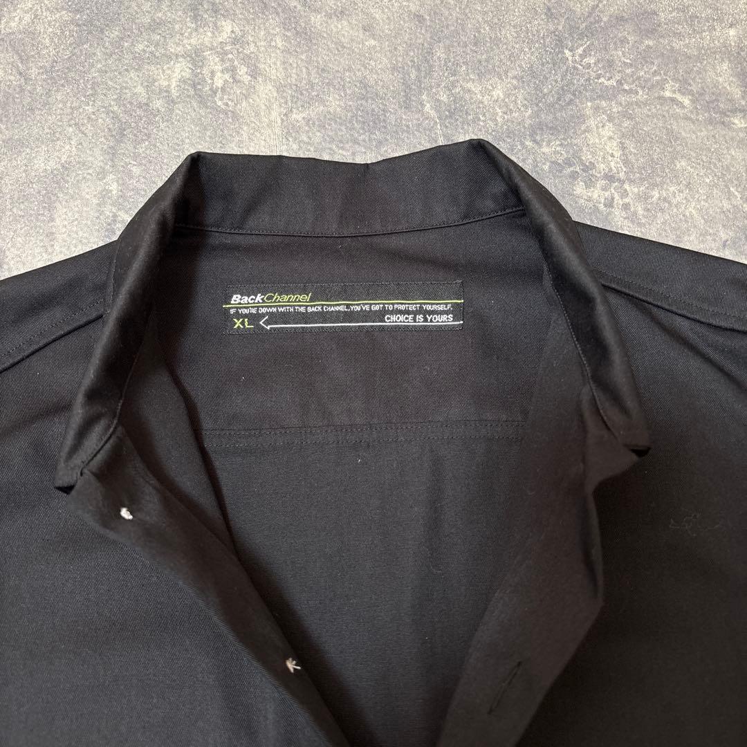 Bunzou！希少▲バックチャンネル ワークシャツ 黒 ライオン 背面プリ