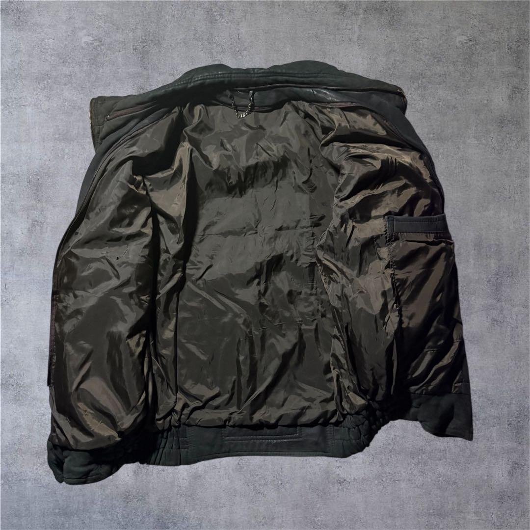 90s本革 レザージャケット 黒 ビッグシルエット 短丈 フライト