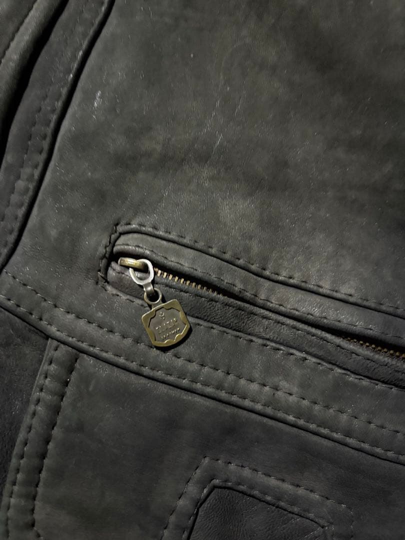 90s本革 レザージャケット 黒 ビッグシルエット 短丈 フライト