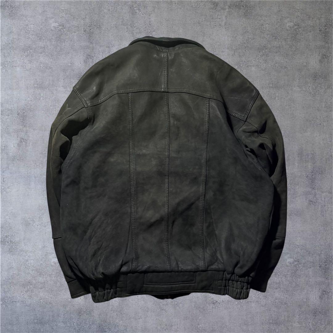 90s本革 レザージャケット 黒 ビッグシルエット 短丈 フライト