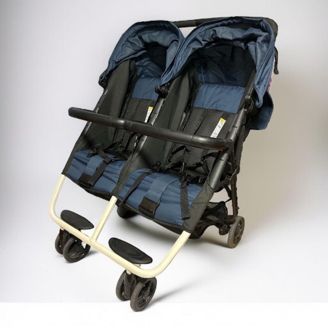 ココロンツイン ベビーカー メッシュ ネイビー 双子用 2人乗り 折りたたみ