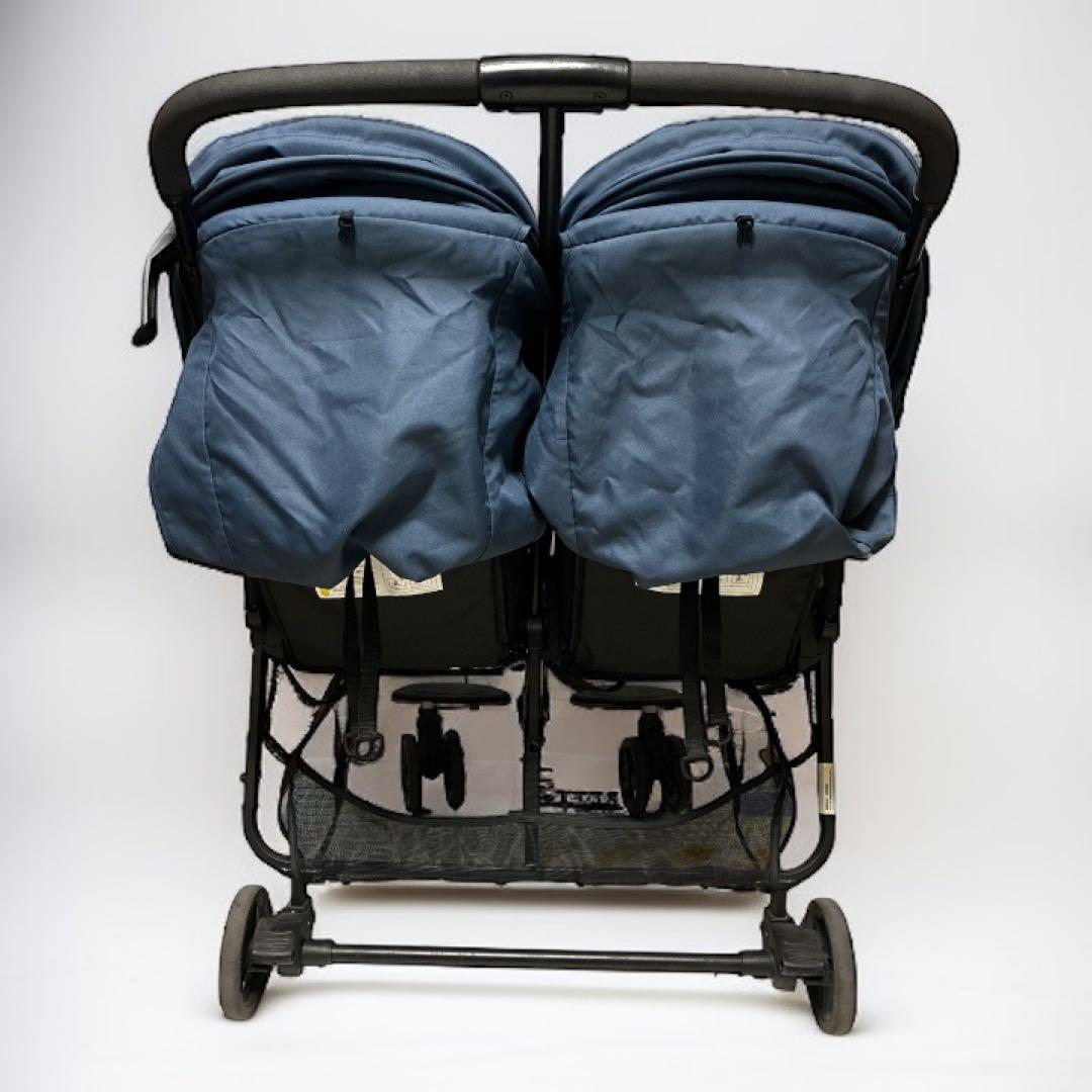 ココロンツイン ベビーカー メッシュ ネイビー 双子用 2人乗り 折りたたみ
