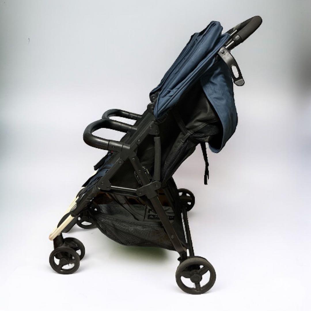ココロンツイン ベビーカー メッシュ ネイビー 双子用 2人乗り 折りたたみ
