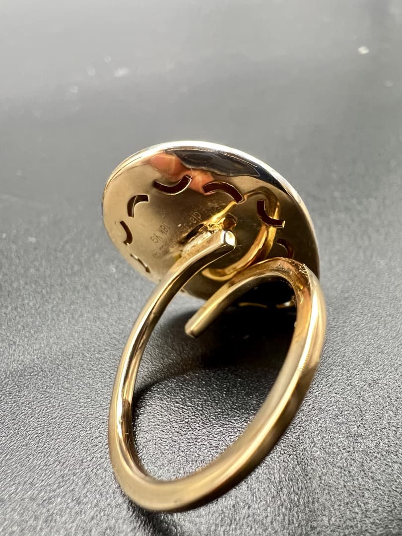 K18 エナメルとダイヤモンド リング