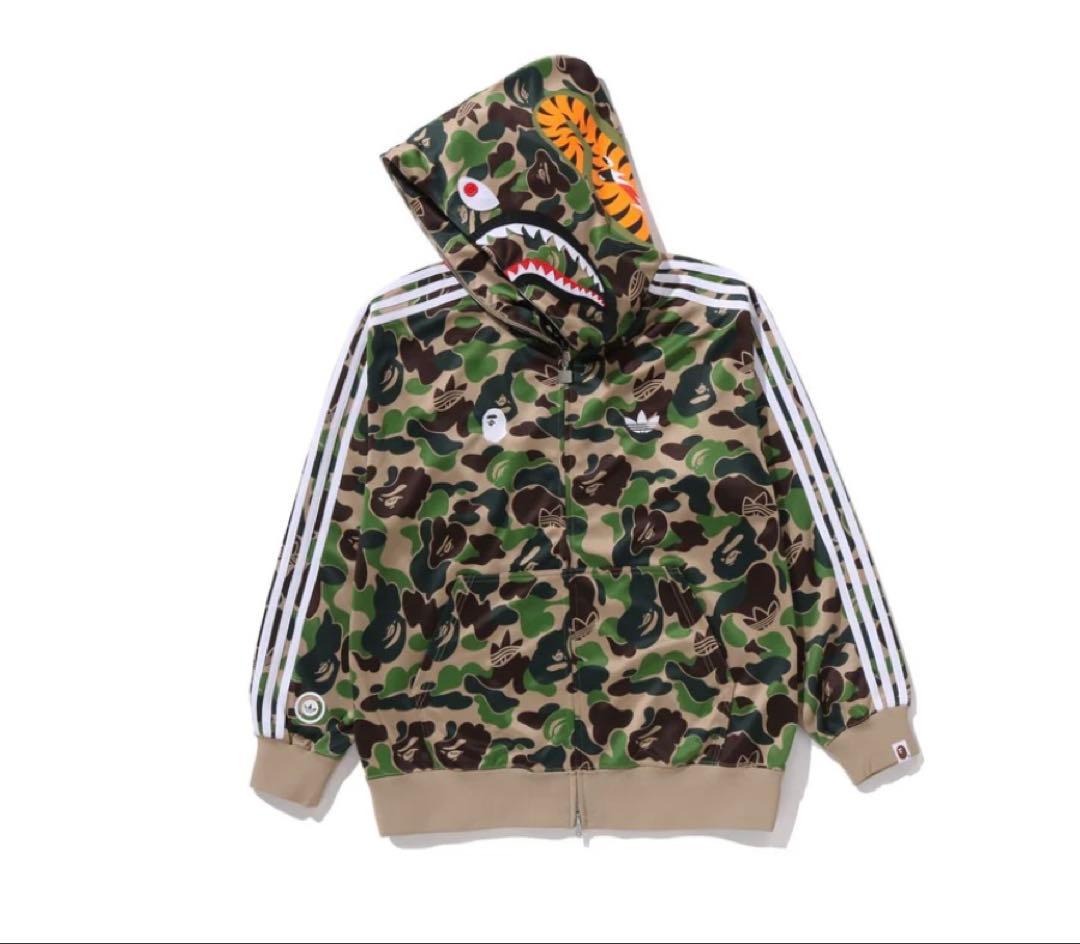 トップス S BAPE ADIDAS CAMO SHARK FULL ZIP HOODIE