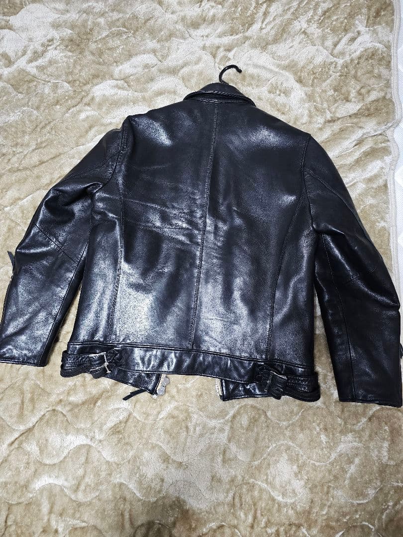 希少 美品 XLサイズ ナノユニバース シープスキン シングルライダース 黒 赤