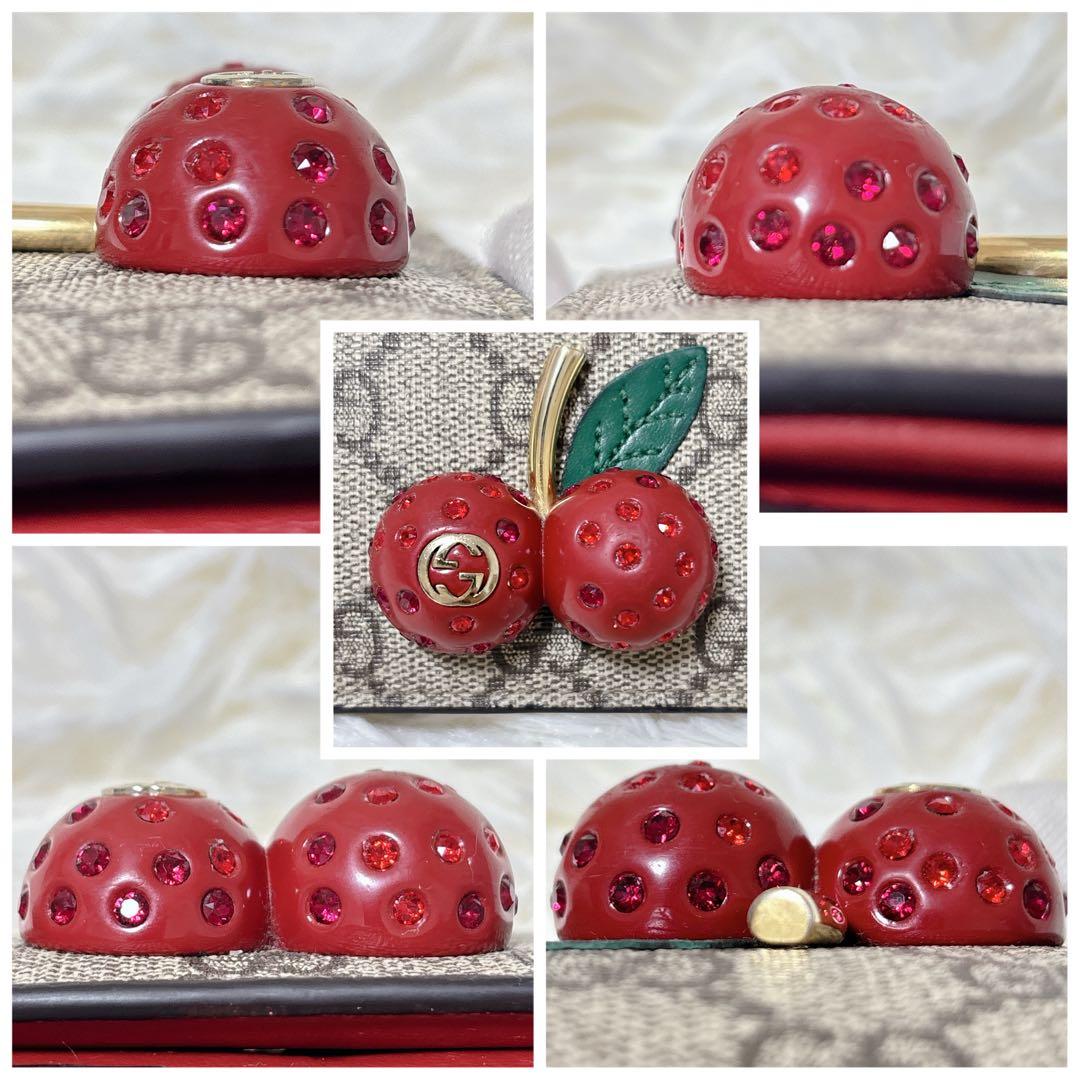 GUCCI ストーン抜けなし チェリー さくらんぼ 二つ折り財布 GG柄