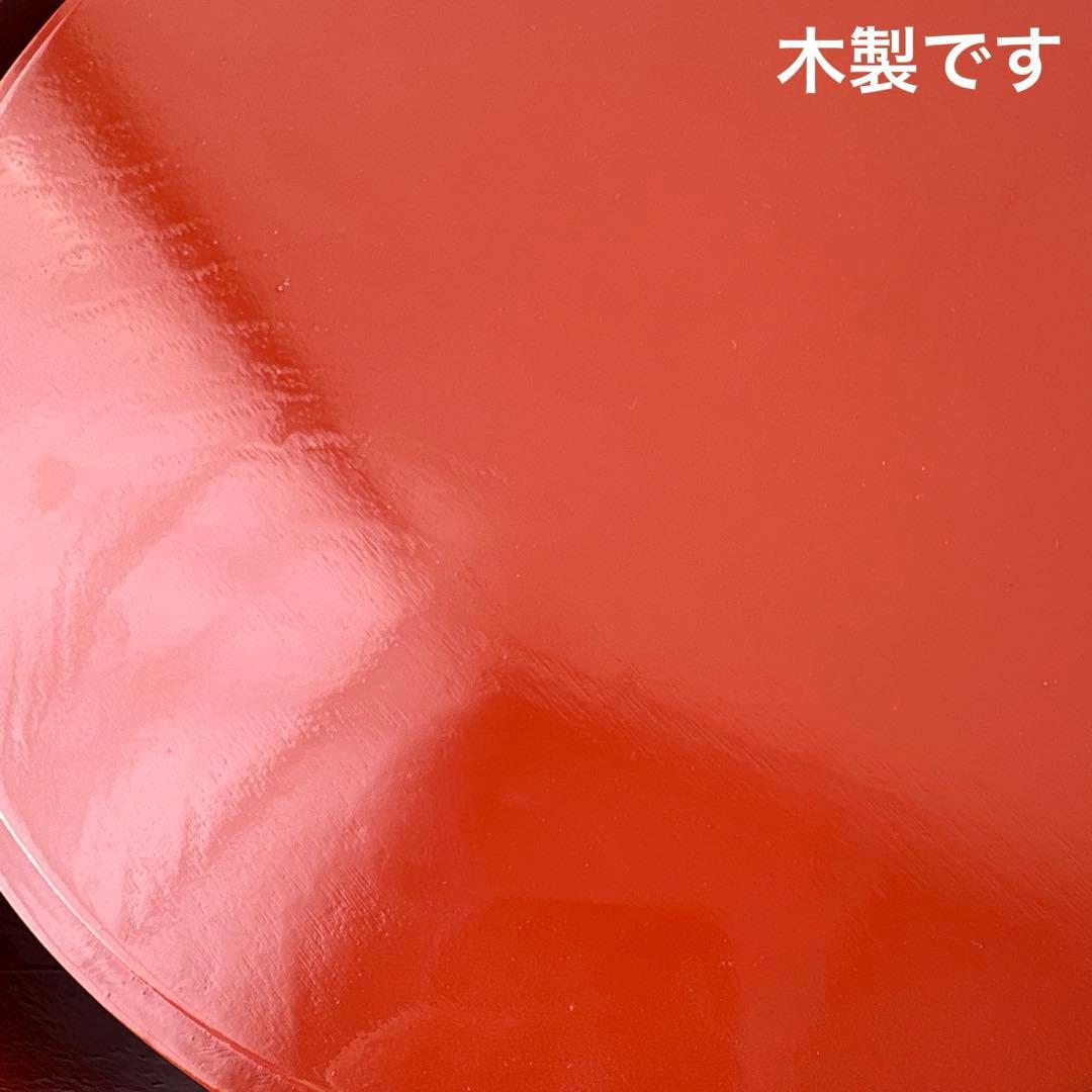木製 重箱 4段 入子 欅 内朱塗り シンプル ストレージボックス 漆器 丸型