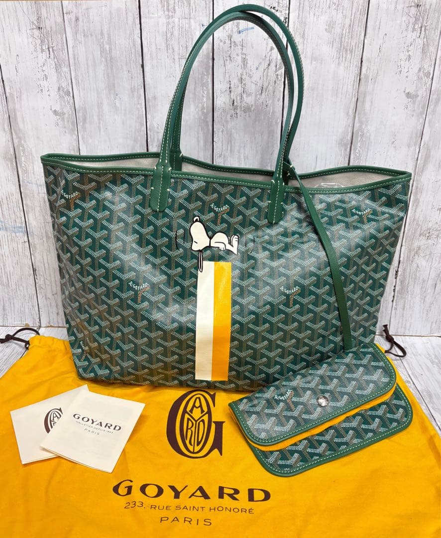 美品‼️ GOYARD ゴヤール　トートバッグ　サンルイPM　スヌーピー　グリーン