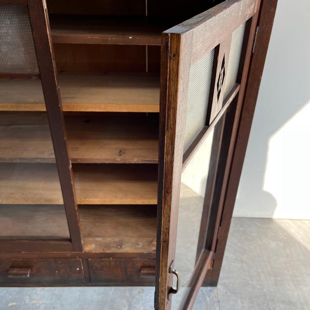 アンティーク ガラス 戸棚 チェスト キャビネット 飾り棚 昭和レトロ z459