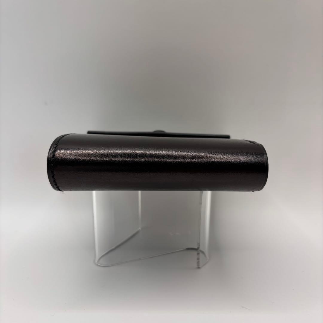 万双　厚コバ　二つ折り財布　折り財布　ブラック　コンパクト　革　レザー　黒色