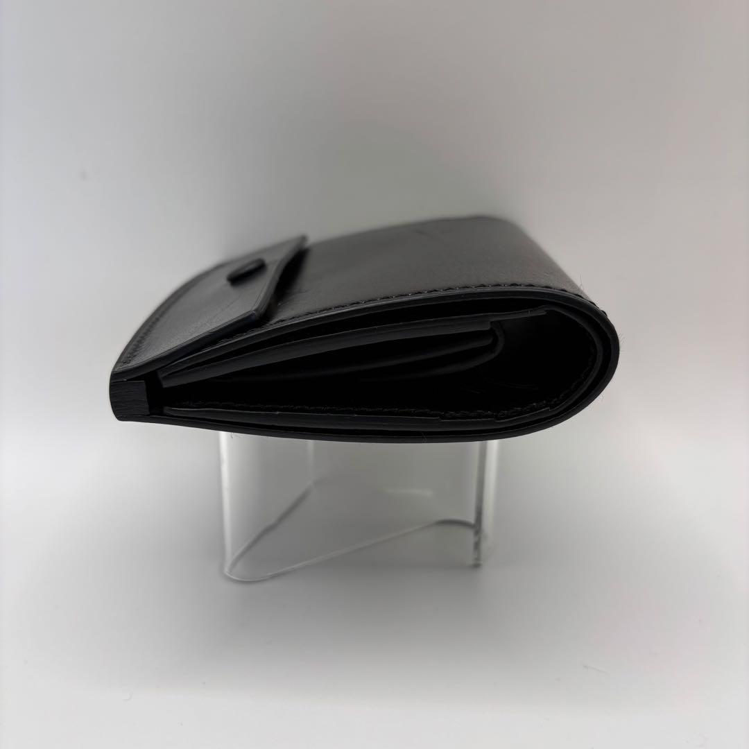 万双　厚コバ　二つ折り財布　折り財布　ブラック　コンパクト　革　レザー　黒色