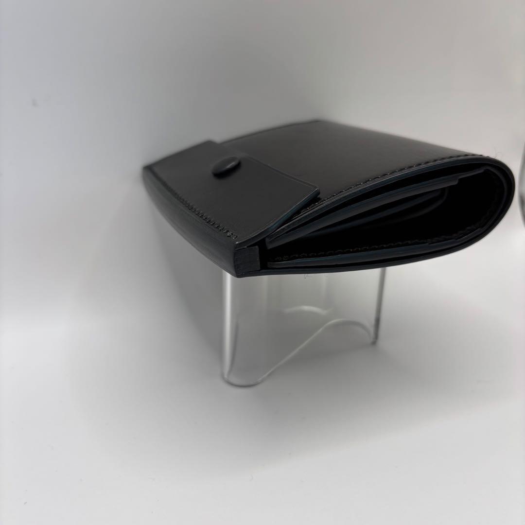 万双　厚コバ　二つ折り財布　折り財布　ブラック　コンパクト　革　レザー　黒色