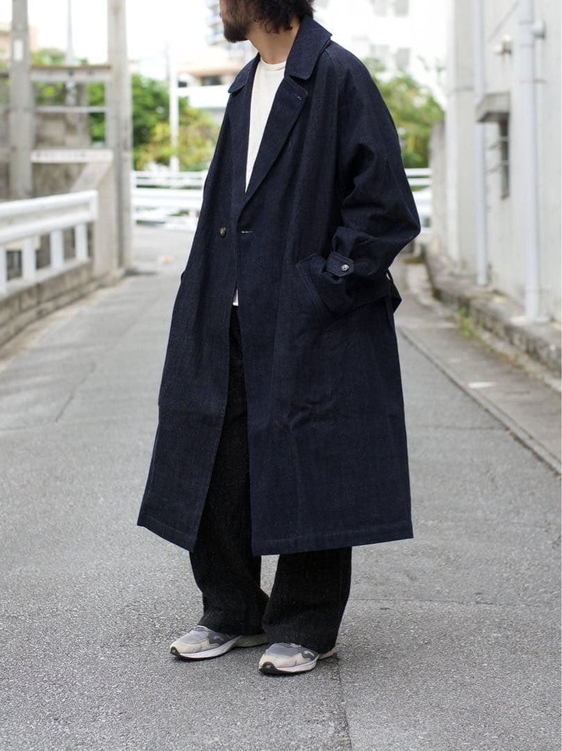 【美品】Sillage デニムロングコート　ワンウォッシュ　タイロッケンコート